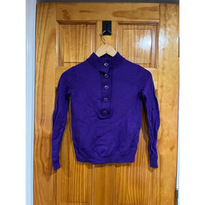 Womens Sezane 100% Merino Wool Purple Henley Jumper Size XXS SHRUNK